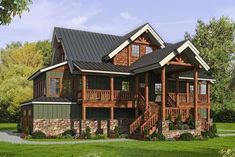 this is an artist's rendering of a log home