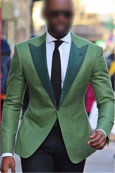 Green Long Sleeve Suit For Groom, Green Long Sleeve Tuxedo For Wedding, Green Single Breasted Suit For Party, Green Single Breasted Blazer For Groom, Green Fitted Tuxedo For Groom, Fitted Green Tuxedo For Groom, Green Long Sleeve Tuxedo For Formal Occasions, Green Single-breasted Tuxedo With Long Sleeves, Green Slim Fit Tuxedo For Formal Occasions