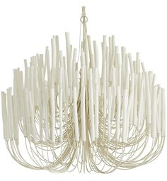 a chandelier made out of white sticks