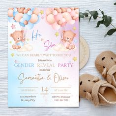 a baby shower party with teddy bears and balloons