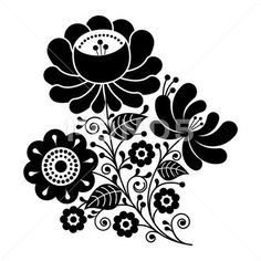 black and white flowers with leaves on a white background, suitable for wallpaper or decoration