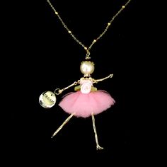 French doll pendant Dream doll princess doll necklace Cheer Jewelry, Long Beach Ny, Doll Necklace, Diy Armband, Doll Pendant, Ballerina Doll, Girl Necklace, Pink French, Doll Jewelry