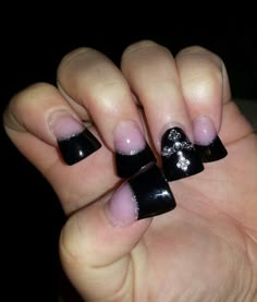 Cross bling nail art Black Nails 2000s, Emo 2000s Nails, Trashy Y2k Duck Nails, 2000s Mcbling Nails, Y2k Cross Nails Acrylic, Duck Nails Y2k, Short Mcbling Nails, Bling Nail Art