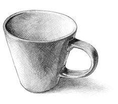 a pencil drawing of a coffee cup