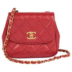 CHANEL Red Quilted Caviar Leather Vintage Mini Flap Bag Xupes Reference: HB5240 Serial Number: 2304243 Age (Circa): 1991 Accompanied By: Chanel Dust Bag, Authenticity Card Authenticity Details: Authenticity Card, Serial Sticker (Made in Italy) Gender: Ladies Type: Shoulder, Crossbody Colour: Red Hardware: Gold (24k Plated) Material(s): Caviar Leather Interior: Red Leather Closure: Turn Lock Height: 15cm Width: 16cm Depth: 5cm Strap Drop: 59cm -The exterior is in excellent condition with light si Red Quilts, Handbags Online, How To Make Notes, Flap Bag, Fashion Handbags, Chanel Bag, Purses Crossbody, Red Leather, Dust Bag