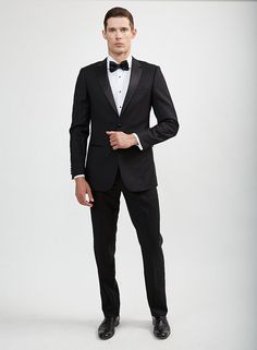 Luxurious 100% Super Fine Wool Italian Black Peak Lapel Tuxedo - Tomasso Black Formal Tuxedo Sets With Slim Fit, Classic Formal Sets With Custom Fit, Tuxedo Suits For Black-tie Gala Events, Slim Fit Tuxedo Suit For Formal Occasions, Tuxedo For Black-tie Events And Galas, Classic Formal Suiting Fabric Sets, Black-tie Gala Tuxedo Suits, Notch Lapel Tuxedo For Black-tie Gala Events, Tailored Tuxedo Suits For Gala