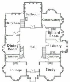 the floor plan for an old house with rooms in each room and stairs leading up to the second floor