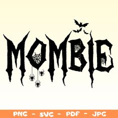 an image of the word zombie with bats on it