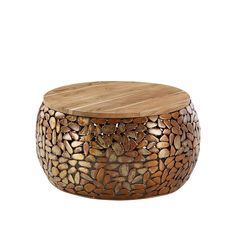 a wooden table with an intricate design on it's top and wood grain inlays