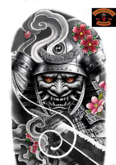 an image of a japanese warrior tattoo design