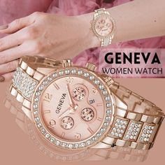 1. The Genova women's watch with crystal bracelet is the perfect accessory for any fashion-forward woman. This stunning timepiece features a sleek silver-tone stainless steel case and a dazzling crystal bracelet that sparkles in the light. 2. The watch face is simple and elegant, with a white dial and silver-tone hour markers and hands. The date window at the 3 o'clock position adds a practical touch to this stylish watch. 3. The Genova women's watch with crystal bracelet is not only beautiful, but also reliable and durable. It is powered by a precise quartz movement and is water-resistant up to 30 meters, making it suitable for everyday wear. 4. Whether you're dressing up for a special occasion or simply adding a touch of glamour to your everyday look, the Genova women's watch with crysta Geneva Watch, Stylish Watches, Stainless Steel Band, Crystal Quartz, White Dial, Crystal Bracelets, Quartz Movement, Stainless Steel Case, Best Gift