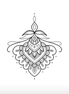 a black and white drawing of an ornamental design