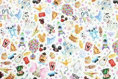 a white background with lots of colorful stickers on it's side and an image of clowns