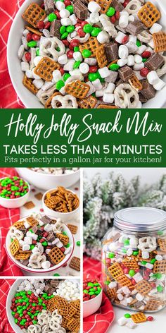 5 Minute Festive Holly Jolly Snack Mix Christmas Snacks Savory, Christmas Snacks Gifts, Easy Holiday Snacks, Christmas Snack Mix, Christmas Snacks Easy, Chex Mix Christmas, Party Mix Snacks, Christmas Party Snacks, Winter Snack