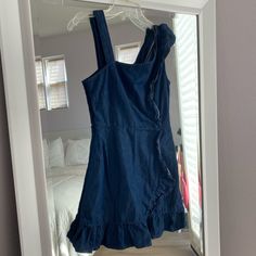 Bdg Nwt Denim Dress. Super Cute, Didn’t Fit Me. Size Xs. Overall Jumper, Business Casual Shirts, Urban Outfitters Dress, Ribbed Mini Dress, Denim Mini Dress, Urban Dresses, Ribbed Dresses, White Striped Dress, Turtle Neck Dress