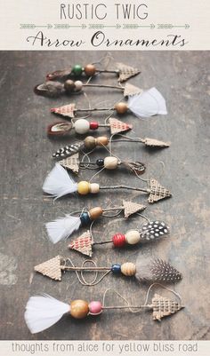 the cover of rustic twig's arrow ornament set is shown in various colors