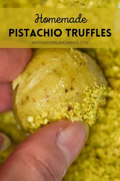 Rolling a homemade pistachio truffle in crushed pistachios to coat. Pistachio Pudding Truffles, White Chocolate And Pistachio, Pistachio Truffles, Brigadeiro Recipe, Italian Truffles, Pumpkin Truffles, Truffle Recipes, Pistachio Recipes