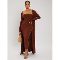 -Item Id 2965247 -Color: Rust Brown -Style: Elegant -Pattern Type: Plain -Neckline: Strapless -Sleeve Length: Sleeveless -Tops Material: Knitted Fabric -Length: Long -Tops Composition: 94% Viscose, 6% Elastane -Care Instructions: Machine Wash Or Professional Dry Clean **Open To Offers!!!** **Bundle To Save More** **30% Off Bundles Of 2 Or More Items!!** ***Orders Go Out Within 5-10 Business Days!! Thank You For Your Patience!! Multiple Sizes And Colors Available In Most Styles Don't See Your Siz Tube Bodycon Dress, Classy Chic, Brown Dress, Chic Boutique, Brown Fashion, Split Hem, Boutique Dresses, Go Out, Long Tops