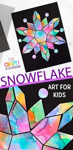 the craft classroom snowflake art for kids is featured on top of a table