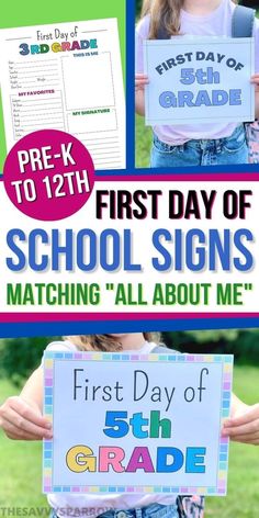 the first day of school signs for kids