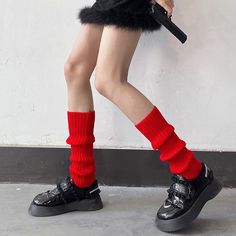 Attention: This price includes a pair of legwears only, others are not included. Red Stretch Knee-high Socks For Winter, Casual Leg Warmers For Fall, High Stretch Knee-high Leg Warmers For Fall, Casual Spring Leg Warmers, Casual Solid Color Knee-high Socks, Red Casual Knee-high Socks For Winter, Red Casual Knee-high Winter Socks, Casual Red Knee-high Socks For Winter, Casual Ribbed Knee-high Socks For Spring