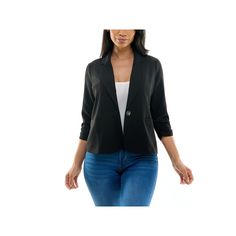 Featuring a cropped silhouette, this women's Nina Leonard blazer makes the perfect modern layering piece.Finding the perfect fit and size for women's clothing requires basic measurements of your chest, waist, hips and inseam. Use this guide to learn more about sizing and everything Kohl's has to offer in women's fashion. Featuring a cropped silhouette, this women's Nina Leonard blazer makes the perfect modern layering piece. Finding the perfect fit and size for women's clothing requires basic me Black Cropped Jacket For Work, Trendy Cropped Jacket For Workwear, Fitted Casual Cropped Jacket For Office, Fitted Cropped Jacket With Button Closure, Tailored Cropped Jacket With Button Closure, Black Button-up Blazer With Pockets, Crop Blazer, Womens Clothing Sizes, Clothing Size Chart