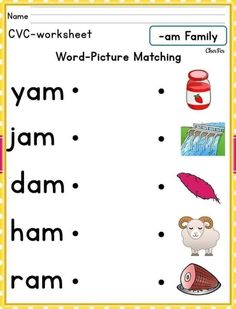 a worksheet with words and pictures on it