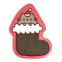 a pink and brown cat shaped magnet on a white background