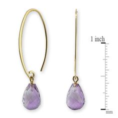 Briolette cut amethyst drop earrings in 14K yellow gold Formal Amethyst Briolette Earrings, Classic Amethyst Drop Earrings, Purple Gemstone Accented Drop Earrings, Luxury Briolette Amethyst Earrings, Yellow Gold Amethyst Teardrop Earrings, Lose A Stone, Amethyst Multi-stone Briolette Earrings, Threader Earrings, Jewelry Cleaner