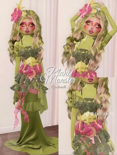 Dti Outfits Plant Monster, Plant Monster Dti Outfit, Dti Green Outfit Idea, Dti Theme Plant Monster Outfit, Brands Dress To Impress, Good Dress To Impress Outfits, Green Dress To Impress Outfit, Green Dti Outfits, Green Outfit Dress To Impress