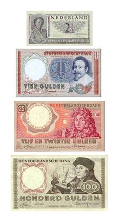 three different types of currency are shown in this image, one is red and the other has