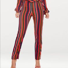 *New With Tags* Size 4 Pretty Littlething Red Stripe Woven Straight Leg Pants Red Stripe, Straight Leg Pants, Leg Pants, Pant Jumpsuit, Straight Leg, Pants For Women, Size 4, Tags, Pants