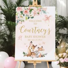 Woodland Meadows Baby Shower Welcome Sign - gender_girl, text, Theme_Floral Woodland Print, Dream Nurseries, Nursery Room Inspiration, Baby Shower Inspiration, Shower Welcome Sign, Floral Nursery, Baby Shower Welcome Sign, Baby Shower Signs, Woodland Baby