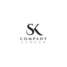 the sk logo is black and white with an elegant letter k on it's side