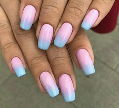 Pink And Blue Nails, Blue Ombre Nails, Ombre Nail Art Designs, Unghie Sfumate, Queen Style, Tie Dye Nails, Ombre Acrylic Nails, Glitter Gel Nails, Ombre Nail Designs