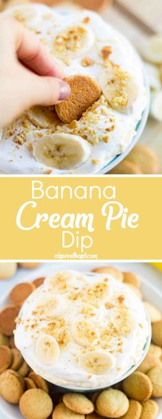 banana cream pie dip on a plate with crackers