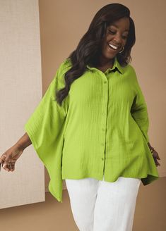 Plus Size cotton gauze shirt plus size top casual blouse Cotton Gauze Shirt, Gauze Shirt, Cotton Texture, Ashley Stewart, Plus Size Top, Shirts Blouses, Casual Blouse, Plus Size Shirts, Summer Tops