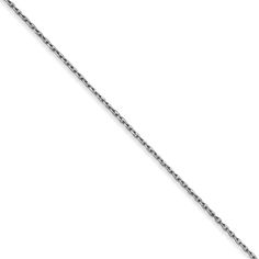 Indulge in the luxury of 14-karat white gold with this sparkling, 0.8mm width, 20-inch long cable chain enhanced with a diamond-cut finish. It includes a lobster claw clasp and the solid link design is perfect for lightweight gold charms or pendants. Luxury Diamond Charm Necklace With Cable Chain, Luxury White Gold Charm Necklace With Cable Chain, Luxury White Gold Cable Chain Necklace, Luxury Black Cable Chain Jewelry, Wedding Anklets, Link Design, Sterling Silver Anklet, Cable Chain Necklace, Gold Anklet