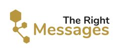 the right messages logo is shown in black and gold, with hexagons on it