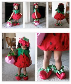 Unique Kids Halloween Costume, Fancy Dress Costumes Kids, Strawberry Costume, Kids Halloween Costumes, Halloween Costumes To Make, Costume Carnaval, Candy Costumes, Diy Halloween Costumes For Women