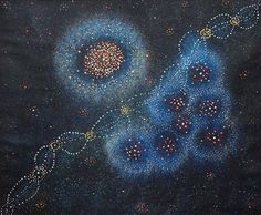 a painting of two stars in the night sky