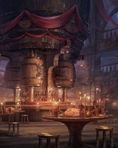 a fantasy setting with lots of bottles and candles