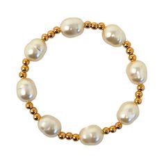 Beat the summer heat in style with the Rachel Bracelet Set! This eye-catching trio of beaded pearl bracelets with golden glints will make every day at the beach feel extra special. With the sleek coastal glam vibe, you'll be looking and feeling awesome! Rock 'em on one arm or three, you simply can't go wrong with this sensational set! Sold as a set of 3 (as pictured) Size: Stretchy beaded bracelets Materials: 18K gold plated over ABS with synthetic pearls. Allergy Information: Hypoallergenic *Hy Elegant Gold Pearl Bracelet For Summer, Adjustable Gold Pearl Bracelet For Summer, Summer Gold Beaded Pearl Bracelet, Gold Pearl Charm Bracelet For Beach, Gold Pearl Bracelet With Pearl Charm For Beach, Gold Bracelet With Pearl Charm For Beach, Elegant Gold Beaded Bracelets For Summer, Adjustable Gold Stretch Bracelet For Summer, Gold Pearl Bracelet With Round Beads For Beach