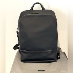 Original, New Condition Laptop Compartment Built In Usb-C Charging Port Classic Formal Backpack With Dust Bag, Designer Black Backpack For Formal Occasions, Modern Black Backpack For Formal Use, Modern Black Backpack For Formal Occasions, Black Business Backpack, Modern Black Formal Backpack, Tumi Bags, Built In, Bag Lady