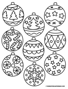 christmas ornament coloring pages for kids to print out and color on the page