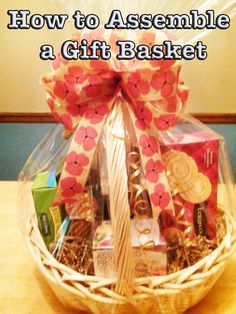 a basket filled with assorted items sitting on top of a table