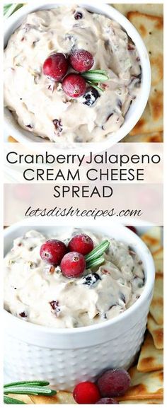 cranberry jalapeno cream cheese spread in a white bowl