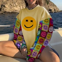 Smiley Face Shirt, Street Graffiti, Painted Clothes, Fabric Pattern, Summer Winter, Cute Fits, Art Clothes, Smiley Face, Wedding Guest Outfit