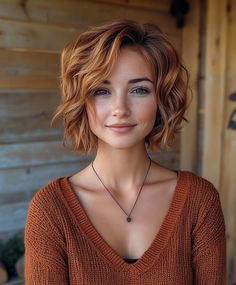 Stunning Copper Waves together with Curtain Bangs Ginger Hair Color Wish Fall Hair Colors Copper Brown, Curtain Bangs Ginger Hair, Short Copper Red Hair, Short Copper Brown Hair, Auburn Bob Haircut, Bangs Ginger Hair, Easy Updos For Medium Hair For Beginners, Curling Styles, Fall Copper Hair