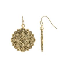 Intricately detailed, these gold tone drop earrings from 1928 feature Fleur de Lis-inspired floral designs for a sweet finishing touch that goes with just about everything. Intricately detailed, these gold tone drop earrings from 1928 feature Fleur de Lis-inspired floral designs for a sweet finishing touch that goes with just about everything. FEATURES Length: 40 mm Backings: fishhook Metal: alloy Plating: gold tone Finish: polished Not appropriate for children 14 years old and younger. Size: One Size. Color: Yellow. Gender: female. Age Group: adult. Chic Fashionista, 1928 Jewelry, Vintage Inspired Jewelry, Wedding Watch, Gold Dipped, Gold Drop Earrings, Diamond Watch, Jewelry Gold, Fish Hook